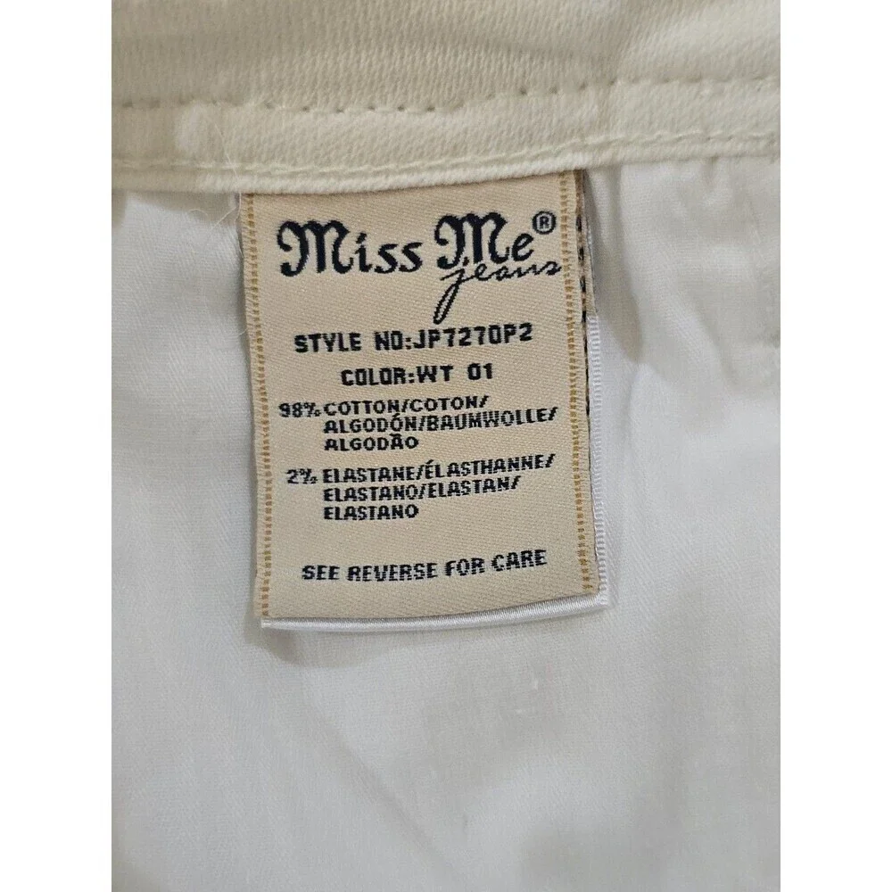 Miss Me White Distressed Capri Jeans Womens 25 Signature Cuffed Stretch